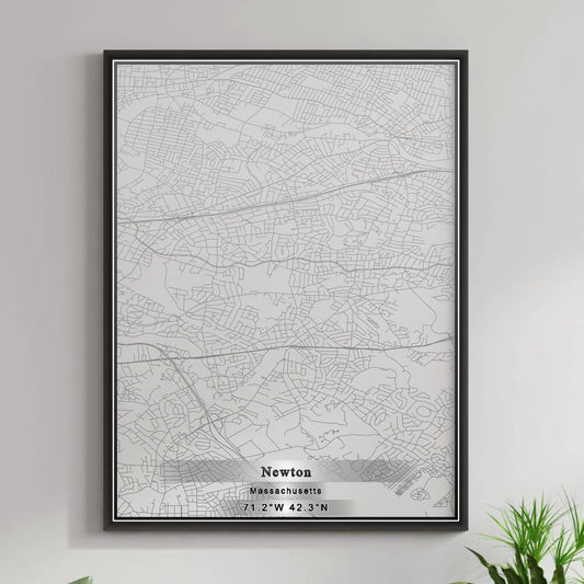 ROAD MAP OF NEWTON, MASSACHUSETTS BY MAPBAKES