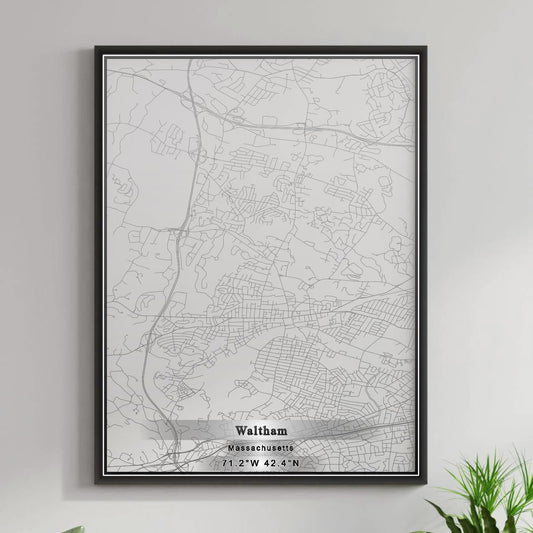 ROAD MAP OF WALTHAM, MASSACHUSETTS BY MAPBAKES