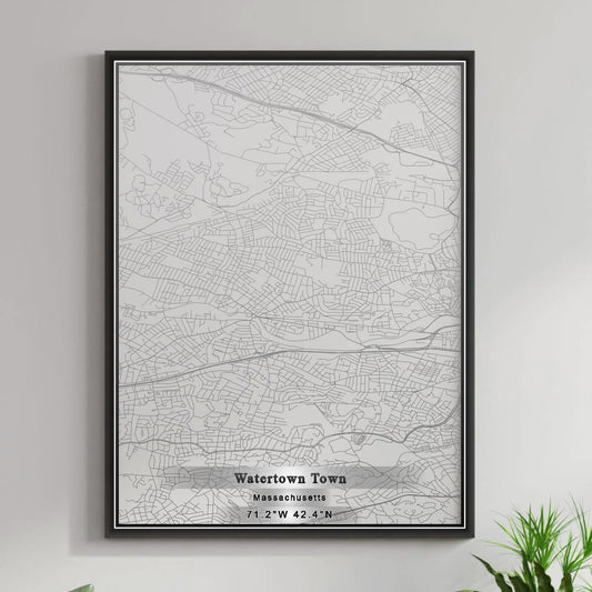 ROAD MAP OF WATERTOWN TOWN, MASSACHUSETTS BY MAPBAKES