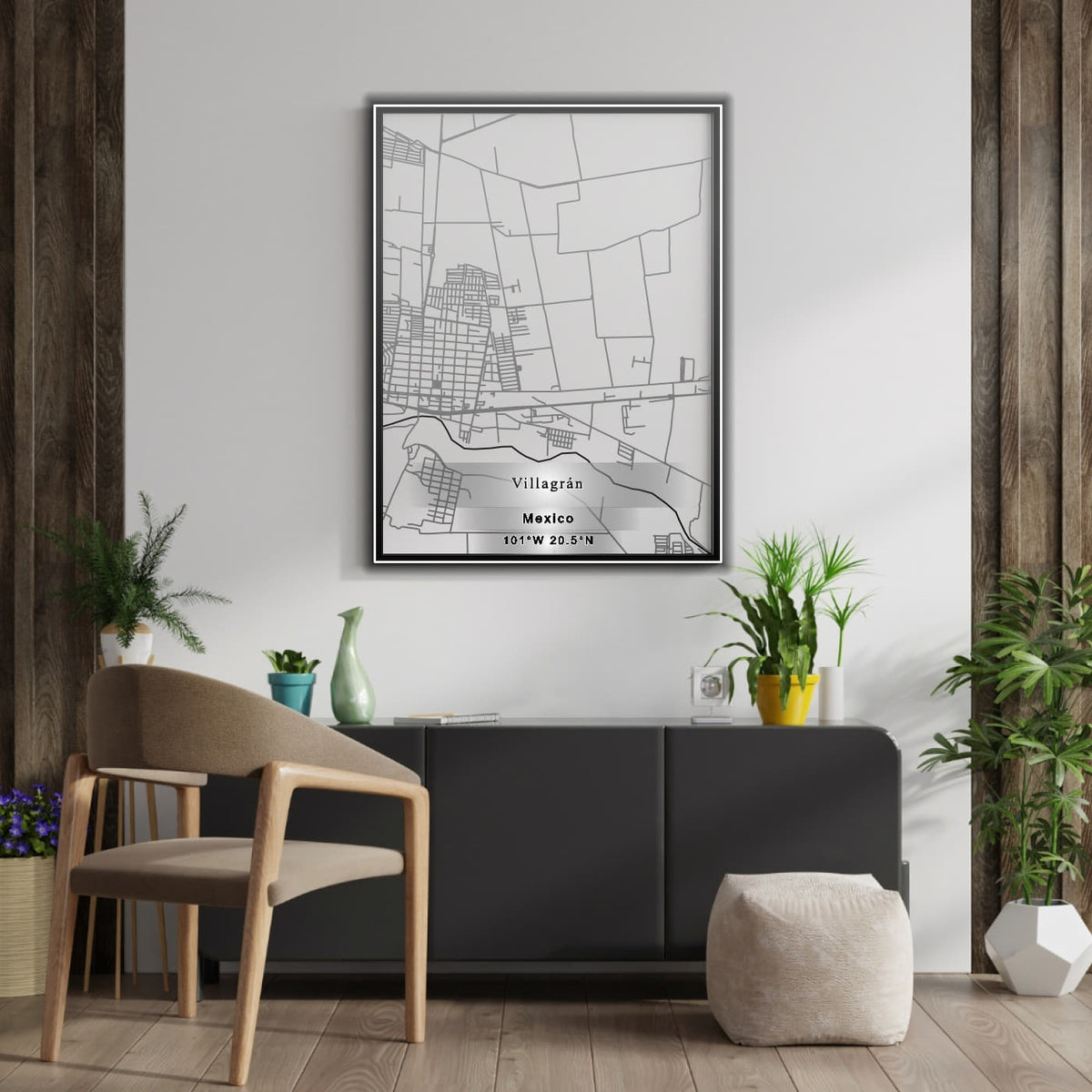 ROAD MAP OF VILLAGRAN, MEXICO BY MAPBAKES