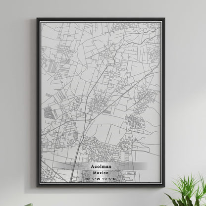 ROAD MAP OF ACOLMAN, MEXICO BY MAPBAKES