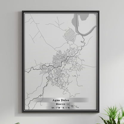 ROAD MAP OF AGUA DULCE CITY, MEXICO BY MAPBAKES