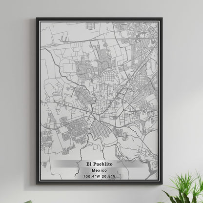 ROAD MAP OF EL PUEBLITO, MEXICO BY MAPBAKES