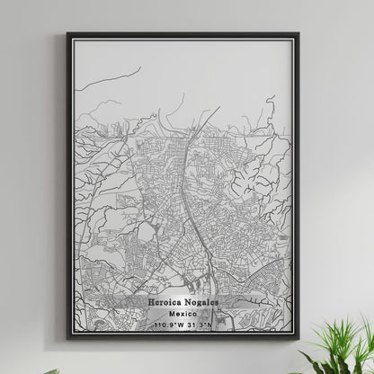 ROAD MAP OF HEROICA NOGALES, MEXICO BY MAPBAKES