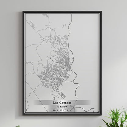 ROAD MAP OF LAS CHOAPAS, MEXICO BY MAPBAKES
