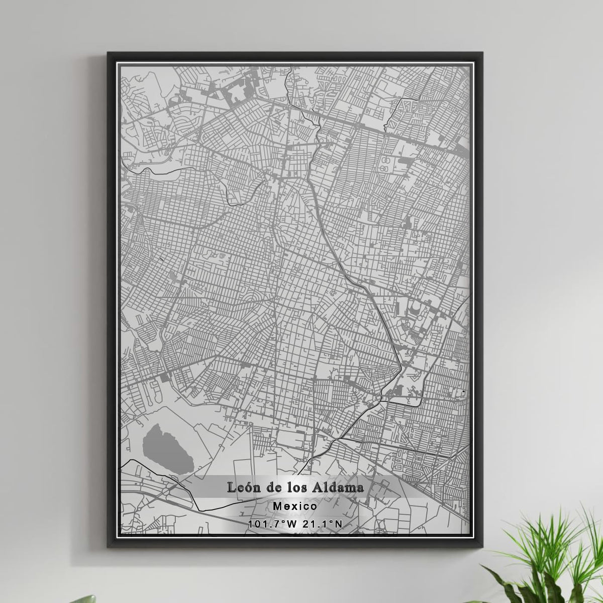 ROAD MAP OF LEON DE LOS ALDAMA, MEXICO BY MAPBAKES