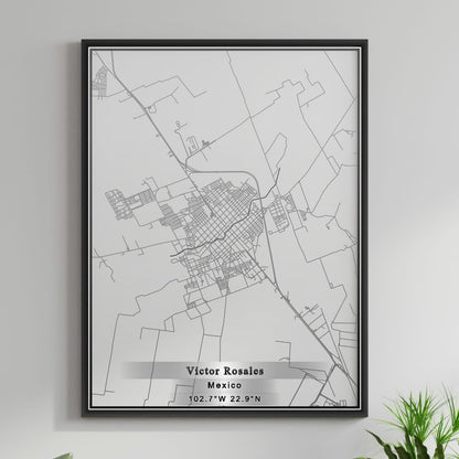 ROAD MAP OF VICTOR ROSALES, MEXICO BY MAPBAKES