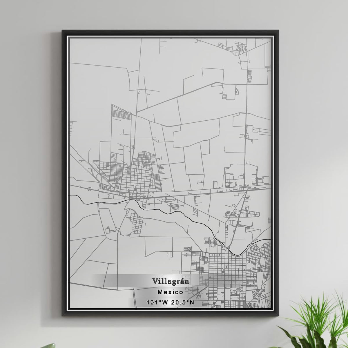 ROAD MAP OF VILLAGRAN, MEXICO BY MAPBAKES