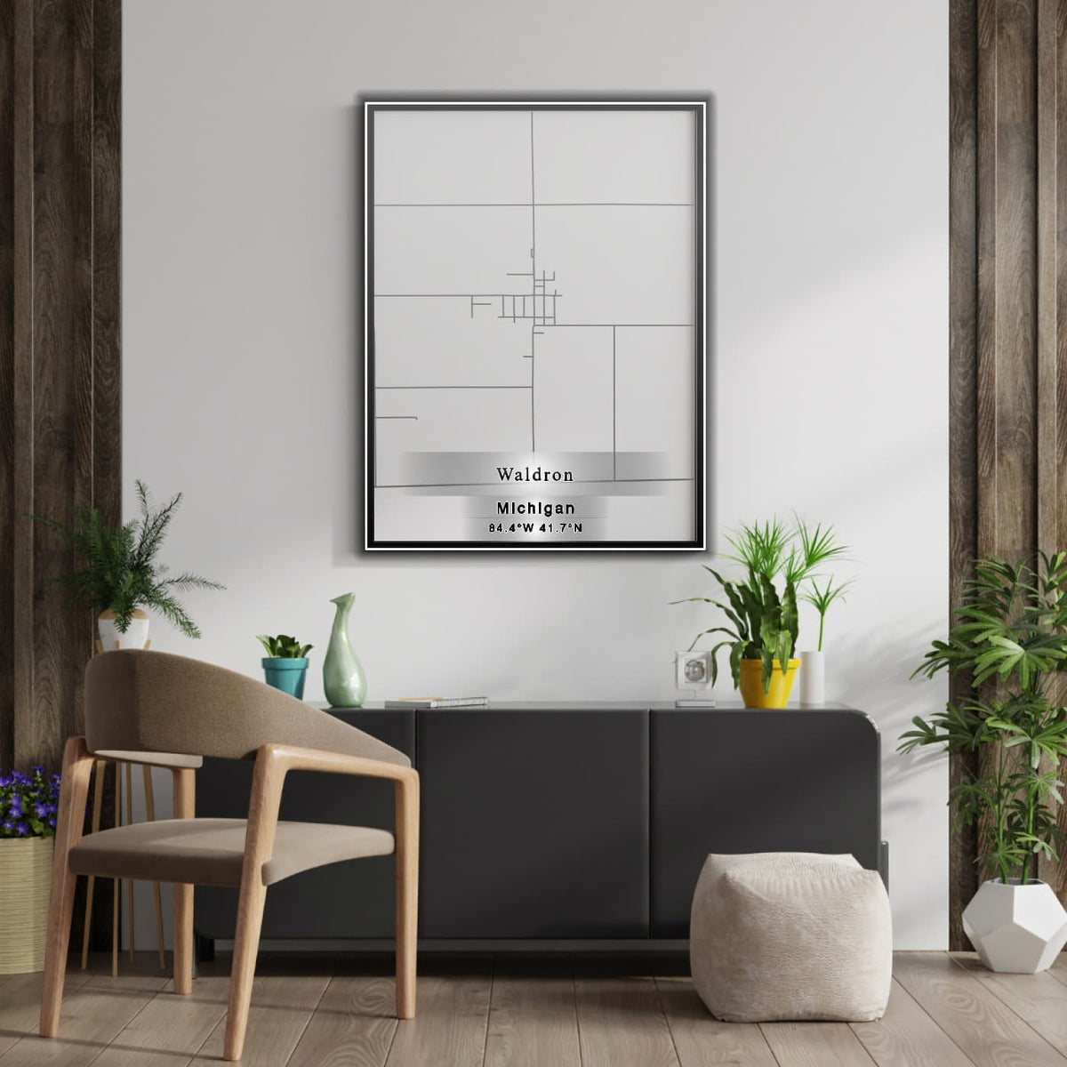 ROAD MAP OF WALDRON, MICHIGAN BY MAPBAKES