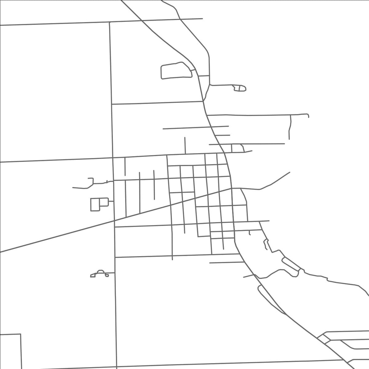 ROAD MAP OF HARBOR BEACH, MICHIGAN BY MAPBAKES