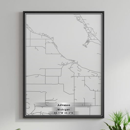 ROAD MAP OF ADVANCE, MICHIGAN BY MAPBAKES