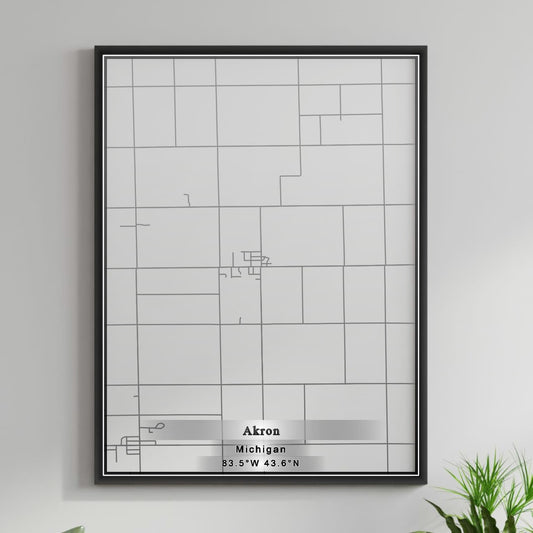 ROAD MAP OF AKRON, MICHIGAN BY MAPBAKES