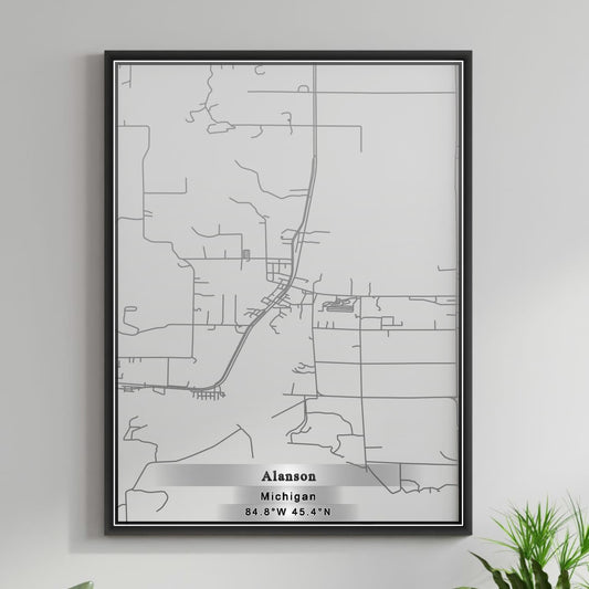 ROAD MAP OF ALANSON, MICHIGAN BY MAPBAKES