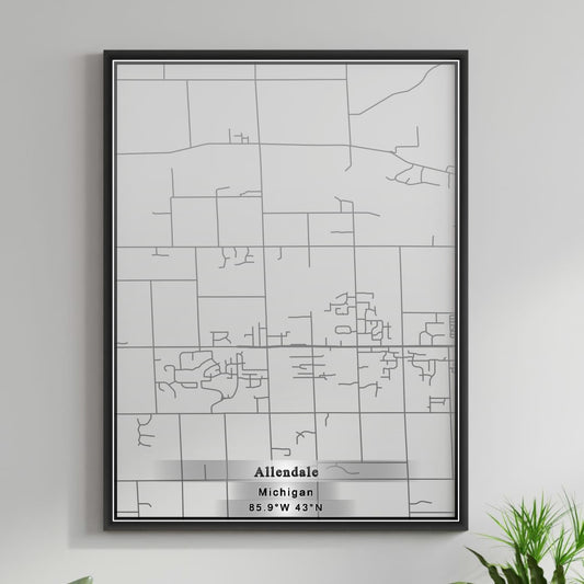 ROAD MAP OF ALLENDALE, MICHIGAN BY MAPBAKES