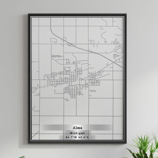 ROAD MAP OF ALMA, MICHIGAN BY MAPBAKES