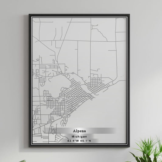 ROAD MAP OF ALPENA, MICHIGAN BY MAPBAKES