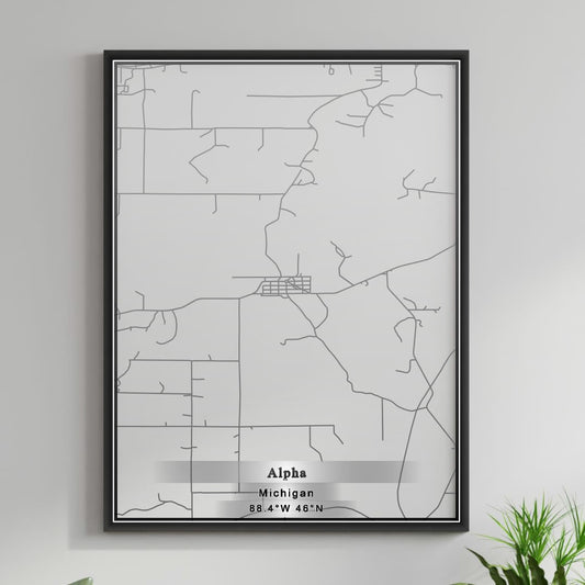 ROAD MAP OF ALPHA, MICHIGAN BY MAPBAKES