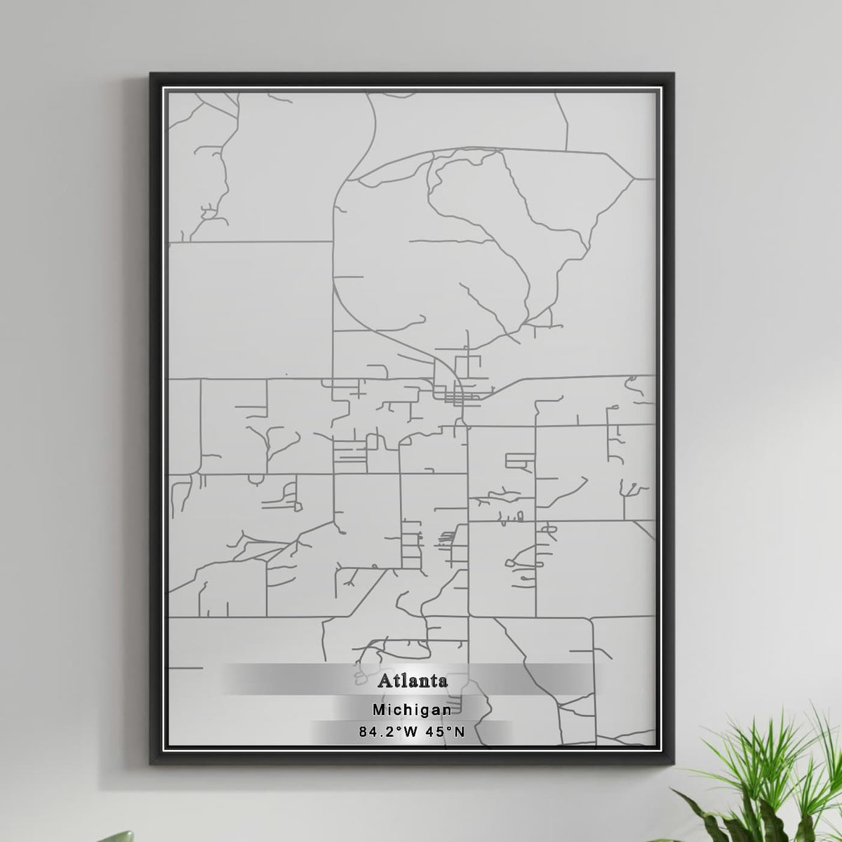ROAD MAP OF ATLANTA, MICHIGAN BY MAPBAKES