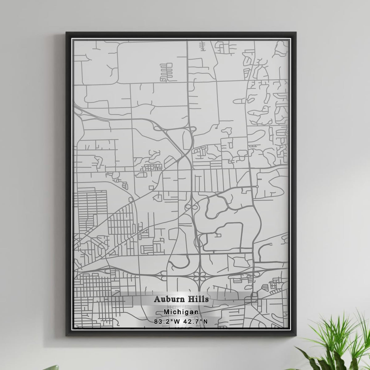 ROAD MAP OF AUBURN HILLS, MICHIGAN BY MAPBAKES