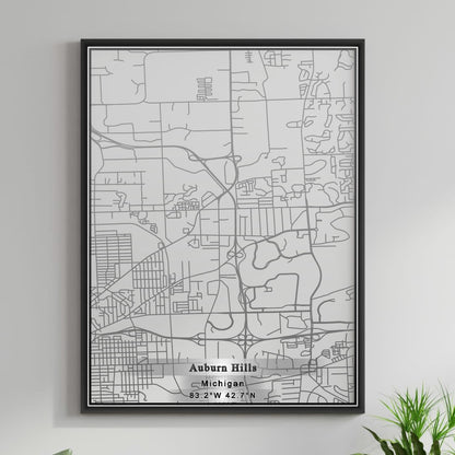 ROAD MAP OF AUBURN HILLS, MICHIGAN BY MAPBAKES