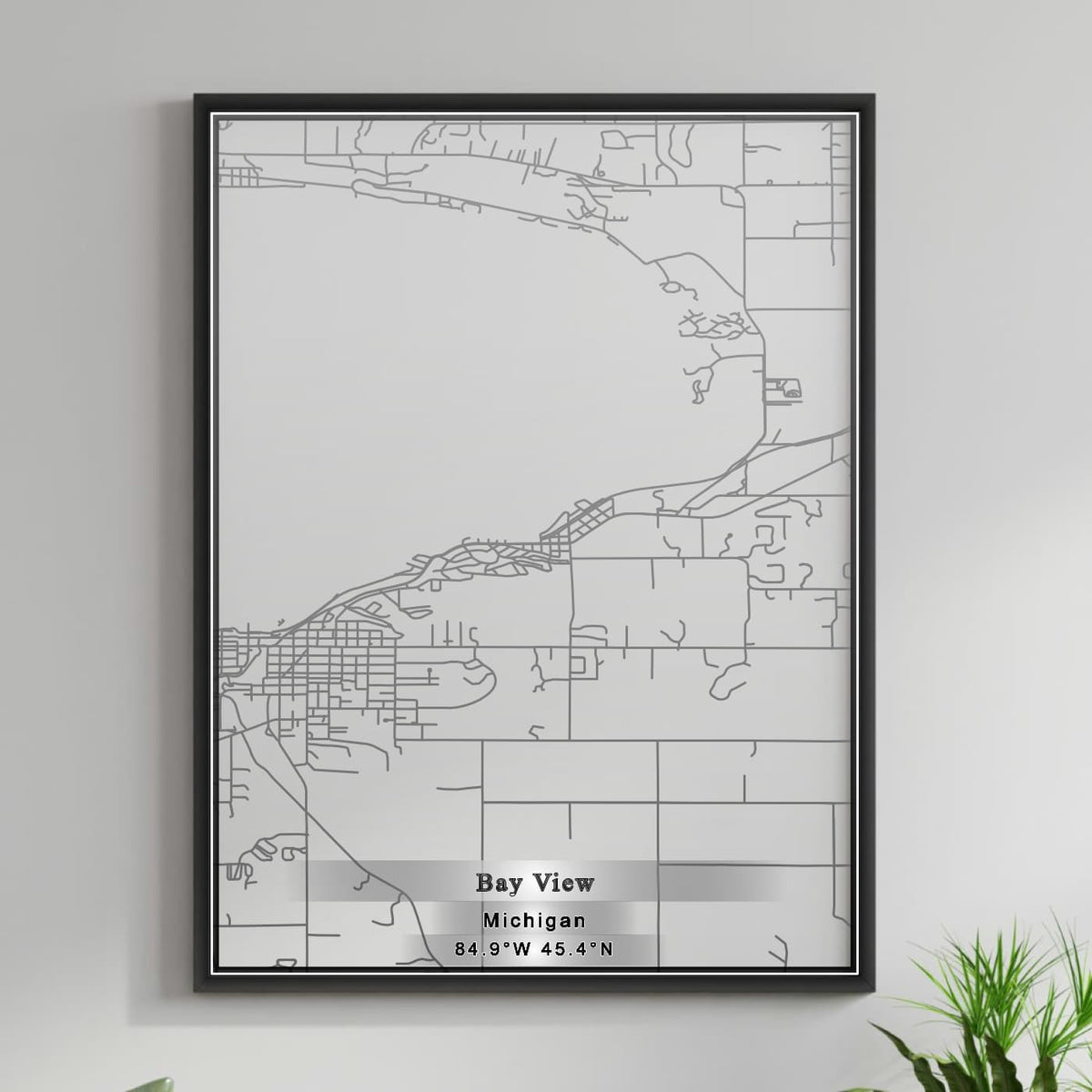 ROAD MAP OF BAY VIEW, MICHIGAN BY MAPBAKES