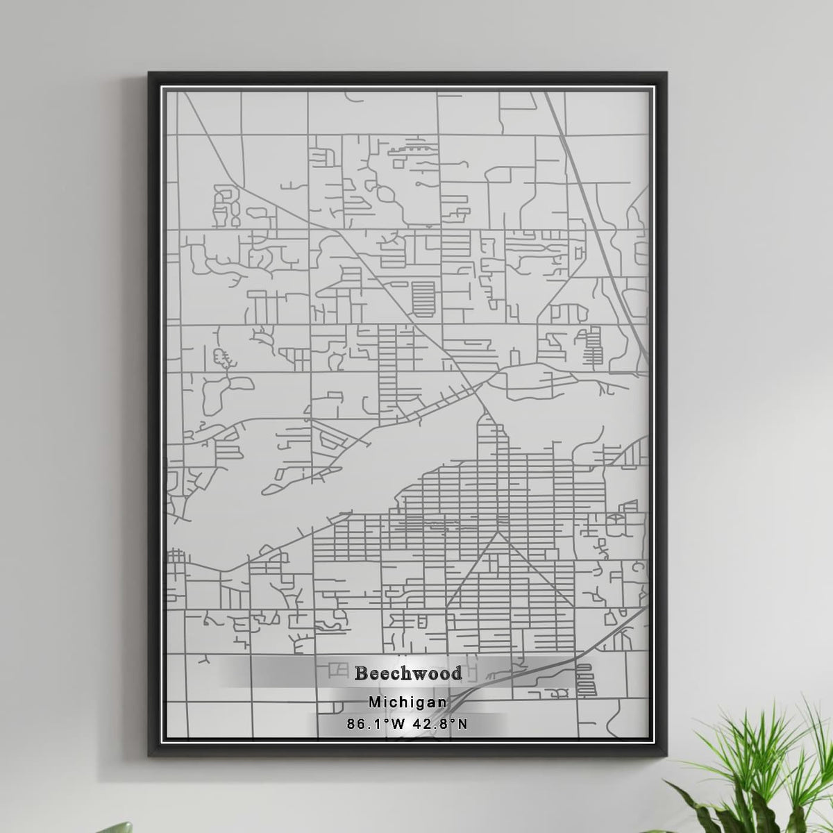 ROAD MAP OF BEECHWOOD, MICHIGAN BY MAPBAKES