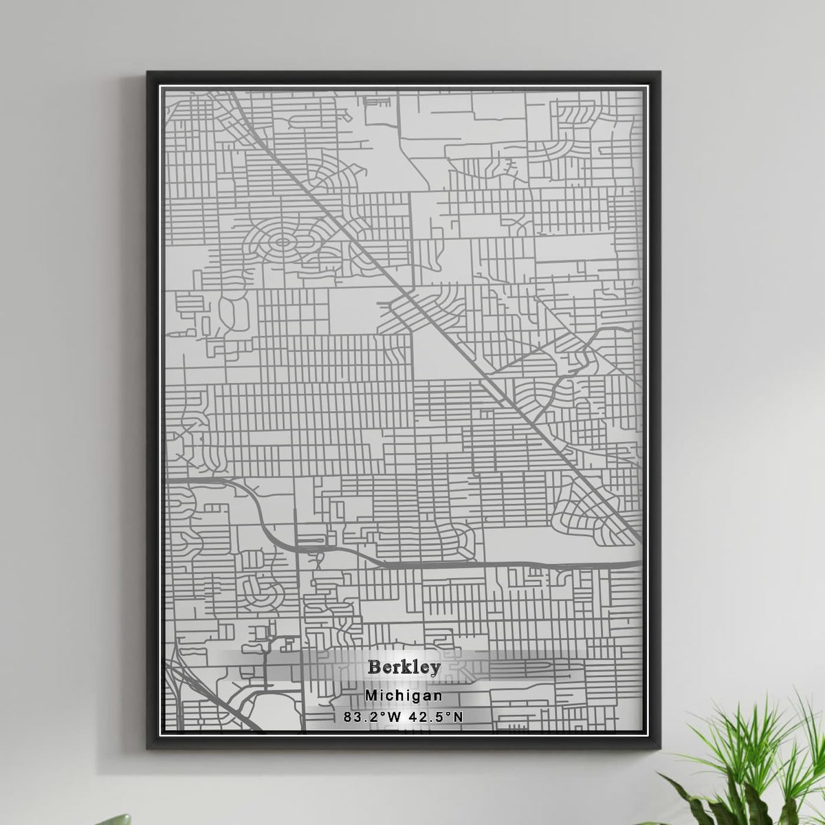 ROAD MAP OF BERKLEY, MICHIGAN BY MAPBAKES