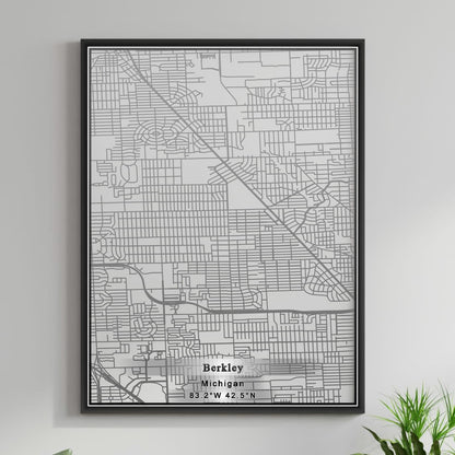 ROAD MAP OF BERKLEY, MICHIGAN BY MAPBAKES