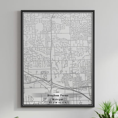 ROAD MAP OF BINGHAM FARMS, MICHIGAN BY MAPBAKES