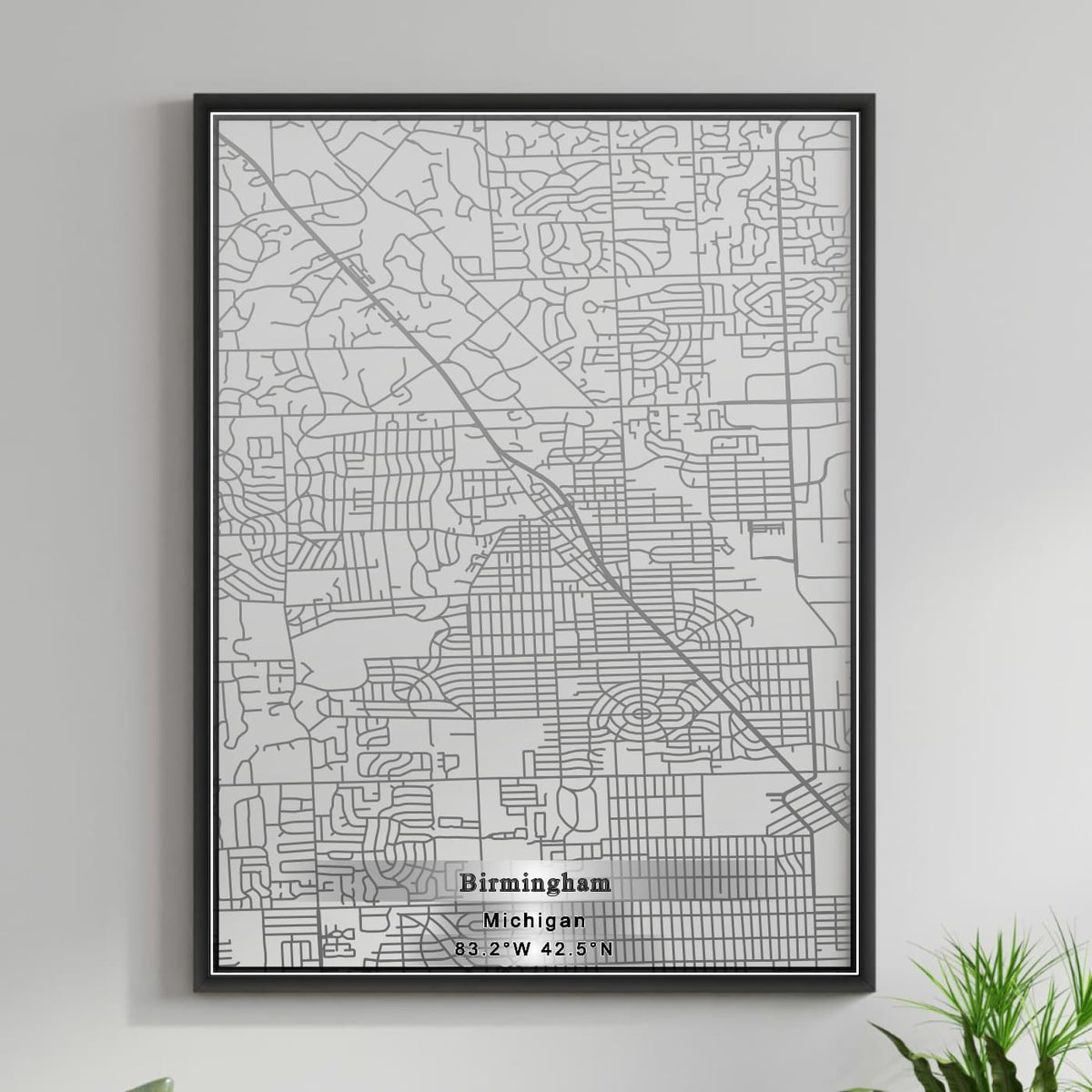 ROAD MAP OF BIRMINGHAM, MICHIGAN BY MAPBAKES