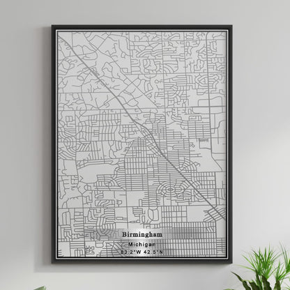 ROAD MAP OF BIRMINGHAM, MICHIGAN BY MAPBAKES