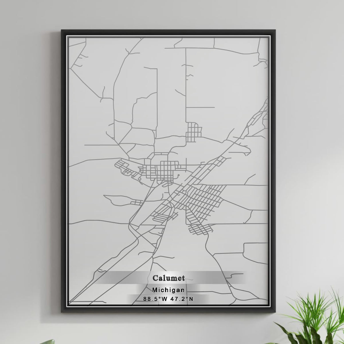 ROAD MAP OF CALUMET, MICHIGAN BY MAPBAKES