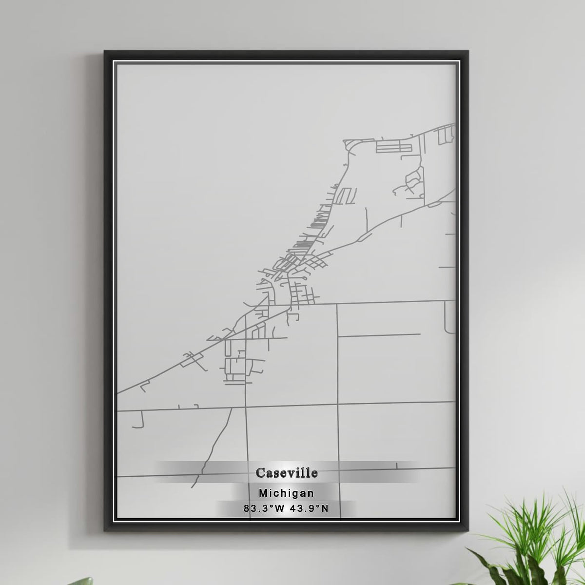 ROAD MAP OF CASEVILLE, MICHIGAN BY MAPBAKES