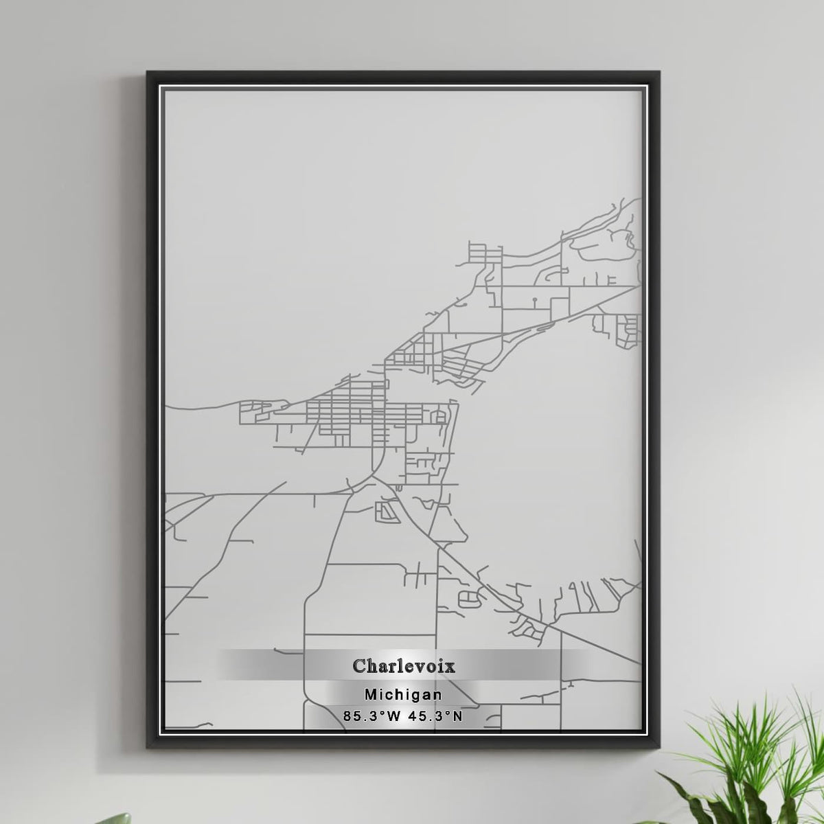 ROAD MAP OF CHARLEVOIX, MICHIGAN BY MAPBAKES