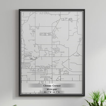 ROAD MAP OF CHUMS CORNER, MICHIGAN BY MAPBAKES