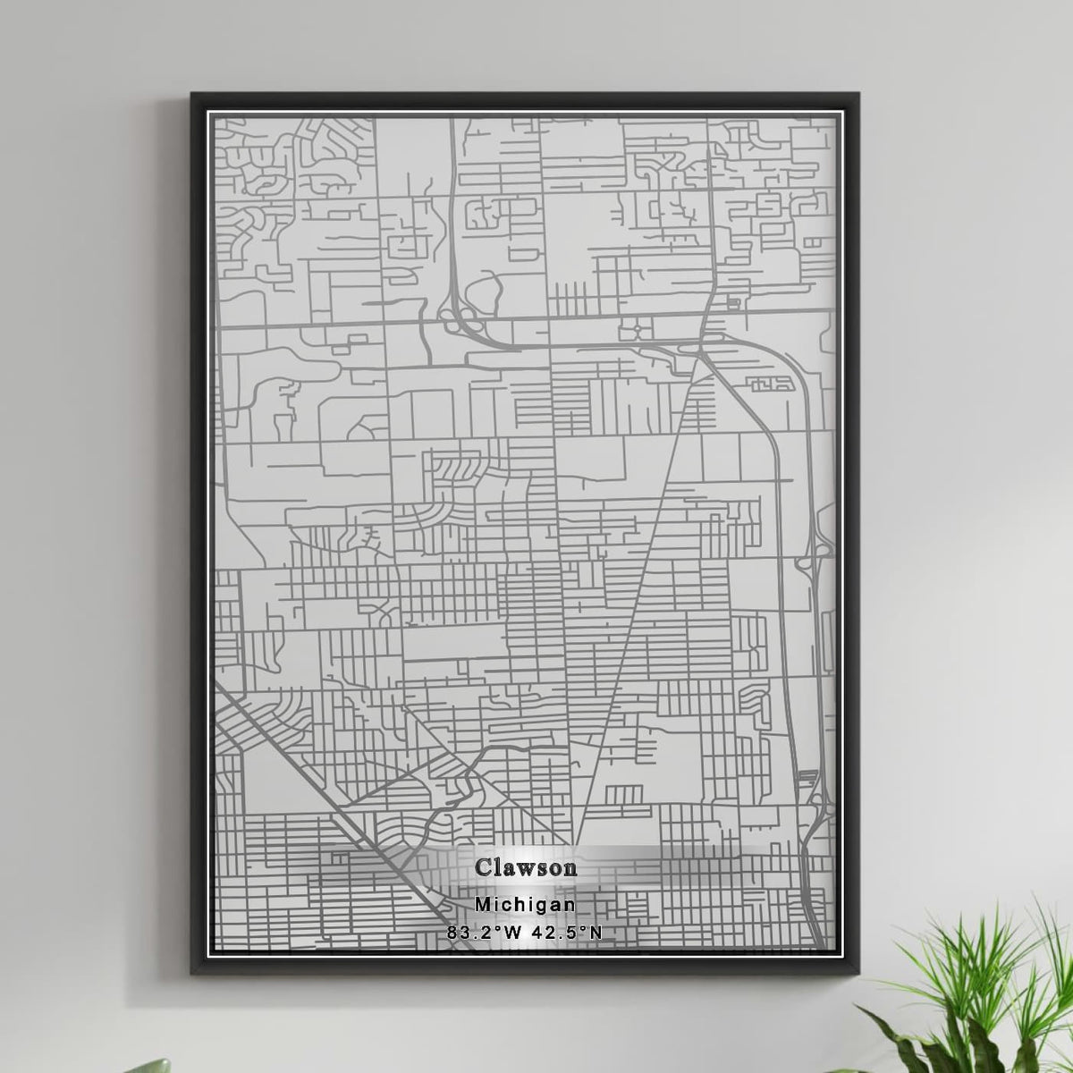 ROAD MAP OF CLAWSON, MICHIGAN BY MAPBAKES