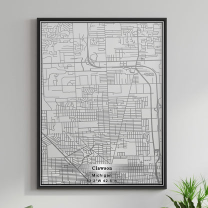 ROAD MAP OF CLAWSON, MICHIGAN BY MAPBAKES