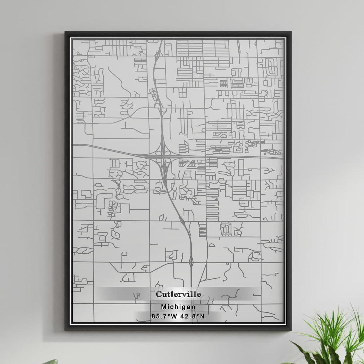 ROAD MAP OF CUTLERVILLE, MICHIGAN BY MAPBAKES