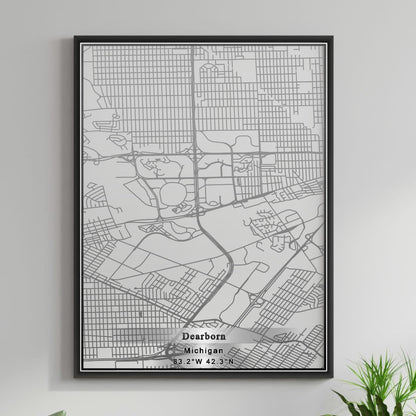 ROAD MAP OF DEARBORN, MICHIGAN BY MAPBAKES