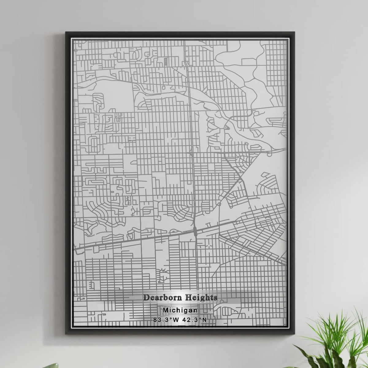ROAD MAP OF DEARBORN HEIGHTS, MICHIGAN BY MAPBAKES