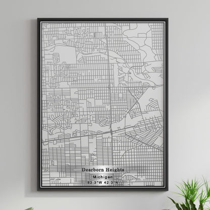 ROAD MAP OF DEARBORN HEIGHTS, MICHIGAN BY MAPBAKES