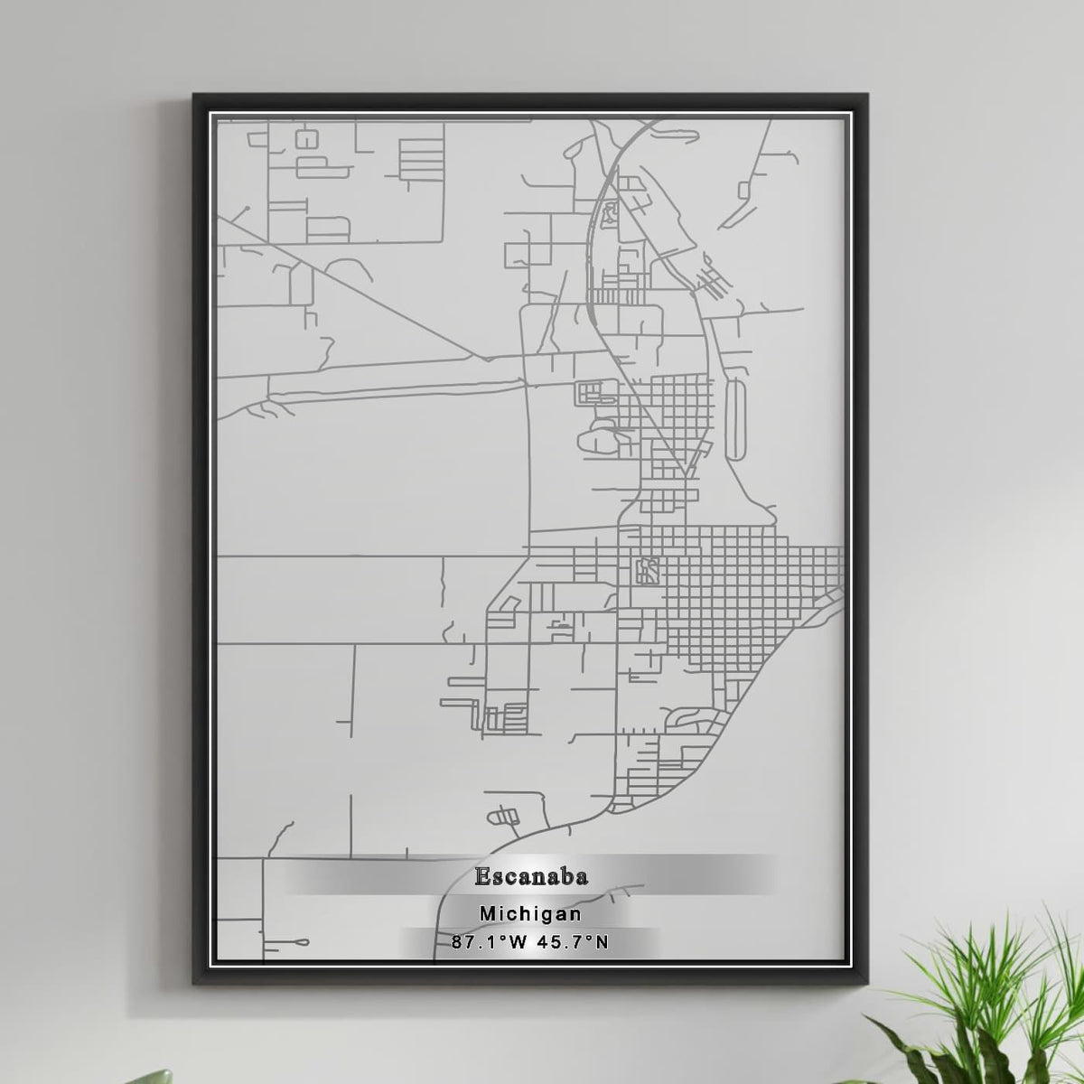 ROAD MAP OF ESCANABA, MICHIGAN BY MAPBAKES
