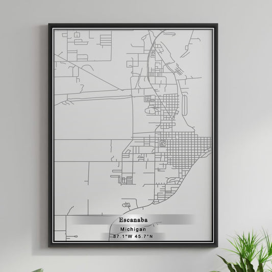 ROAD MAP OF ESCANABA, MICHIGAN BY MAPBAKES