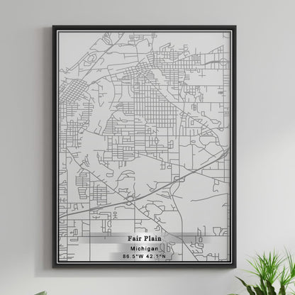 ROAD MAP OF FAIR PLAIN, MICHIGAN BY MAPBAKES