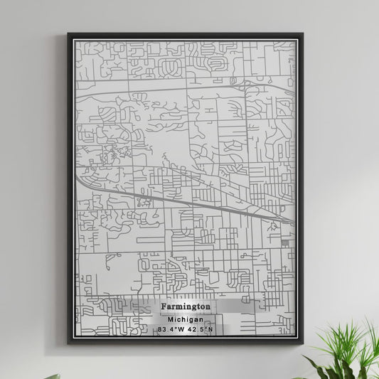 ROAD MAP OF FARMINGTON, MICHIGAN BY MAPBAKES