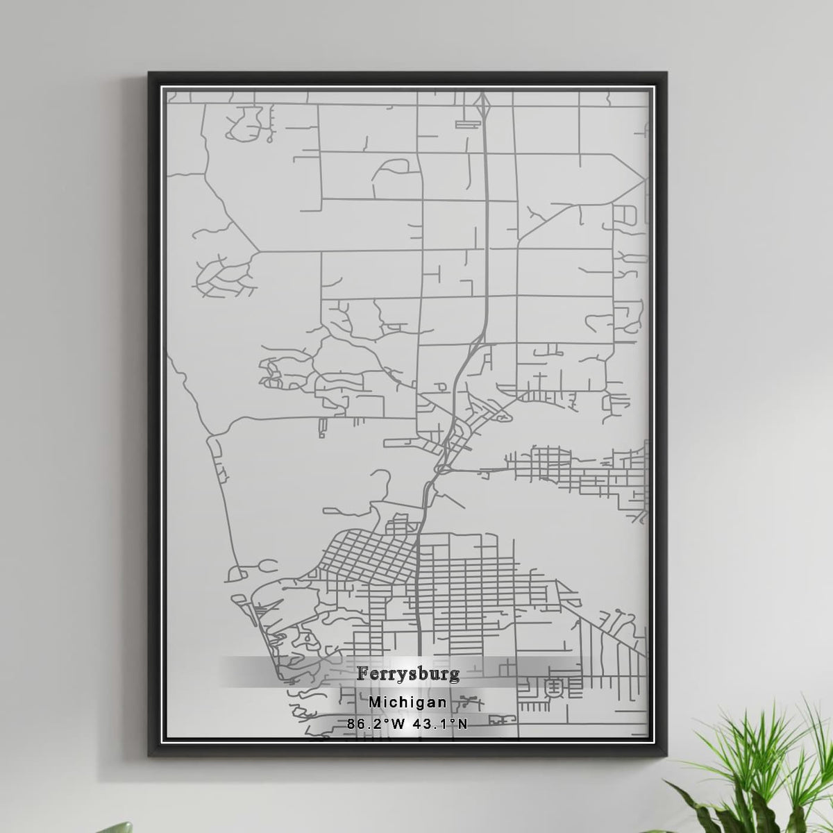 ROAD MAP OF FERRYSBURG, MICHIGAN BY MAPBAKES