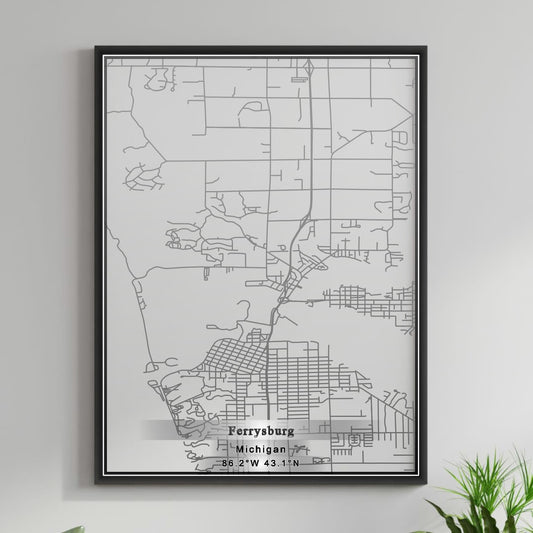 ROAD MAP OF FERRYSBURG, MICHIGAN BY MAPBAKES