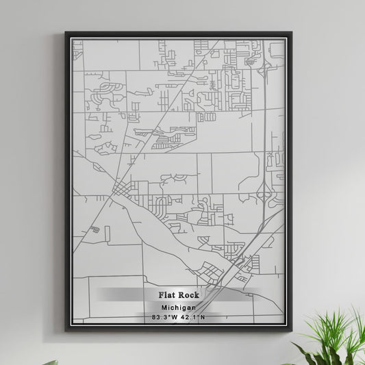 ROAD MAP OF FLAT ROCK, MICHIGAN BY MAPBAKES