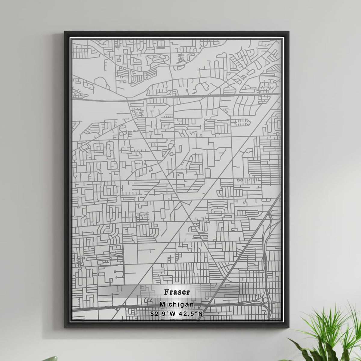 ROAD MAP OF FRASER, MICHIGAN BY MAPBAKES