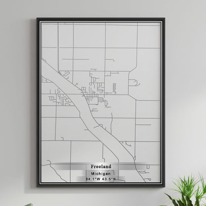 ROAD MAP OF FREELAND, MICHIGAN BY MAPBAKES